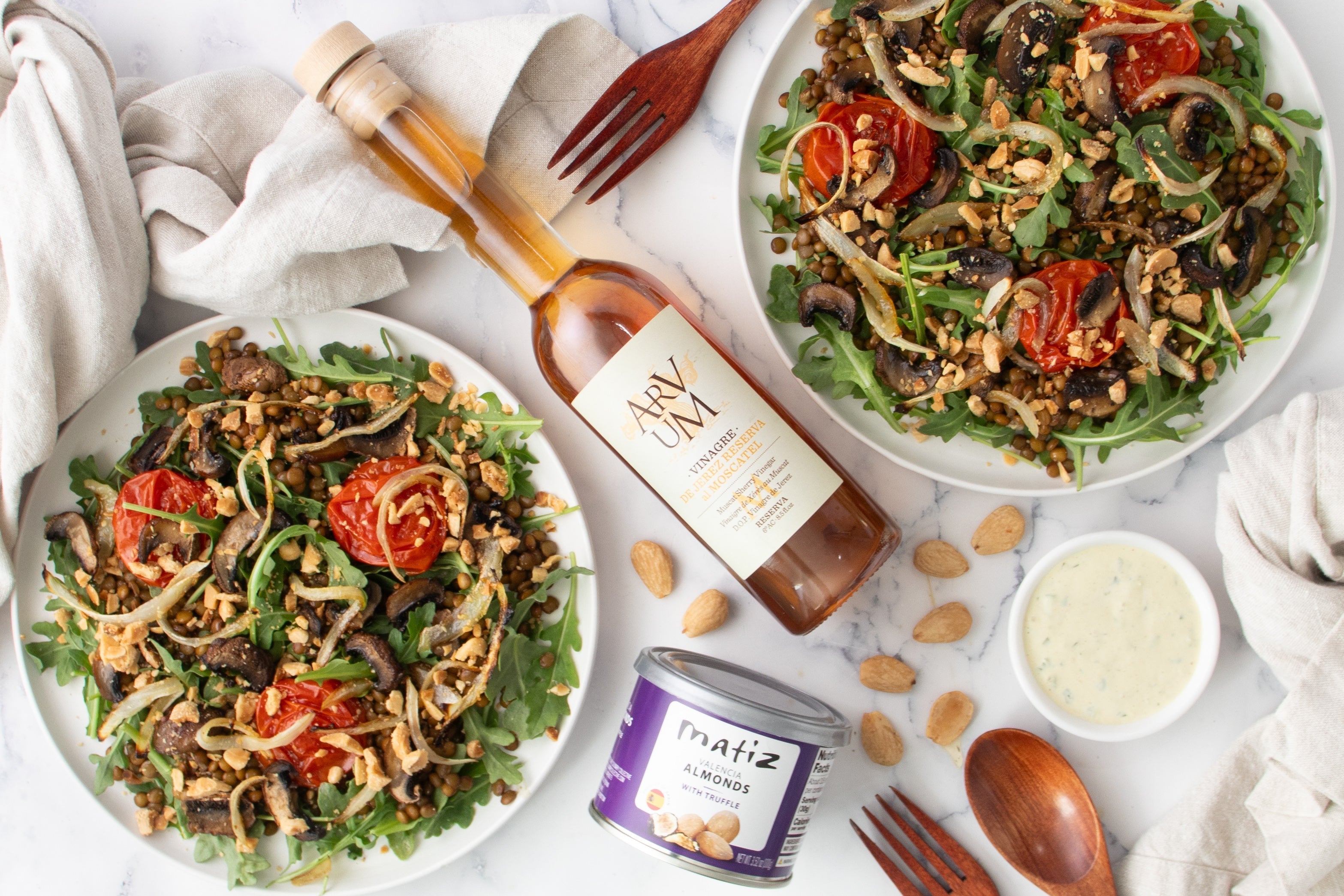 Warm Mushroom & Truffle Almond Salad