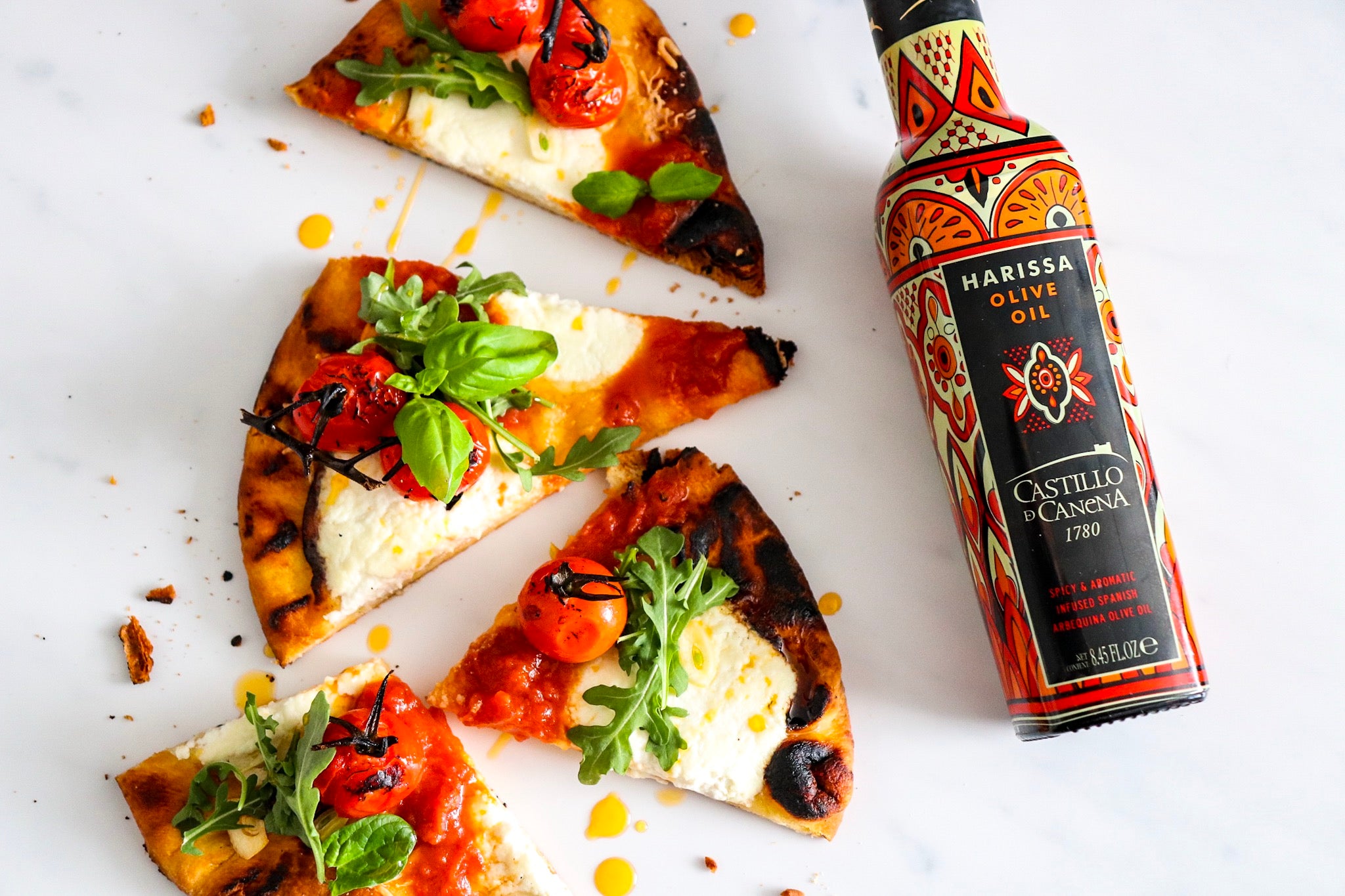 Harissa Naan Flatbread with Herbs, Tomatoes and Ricotta