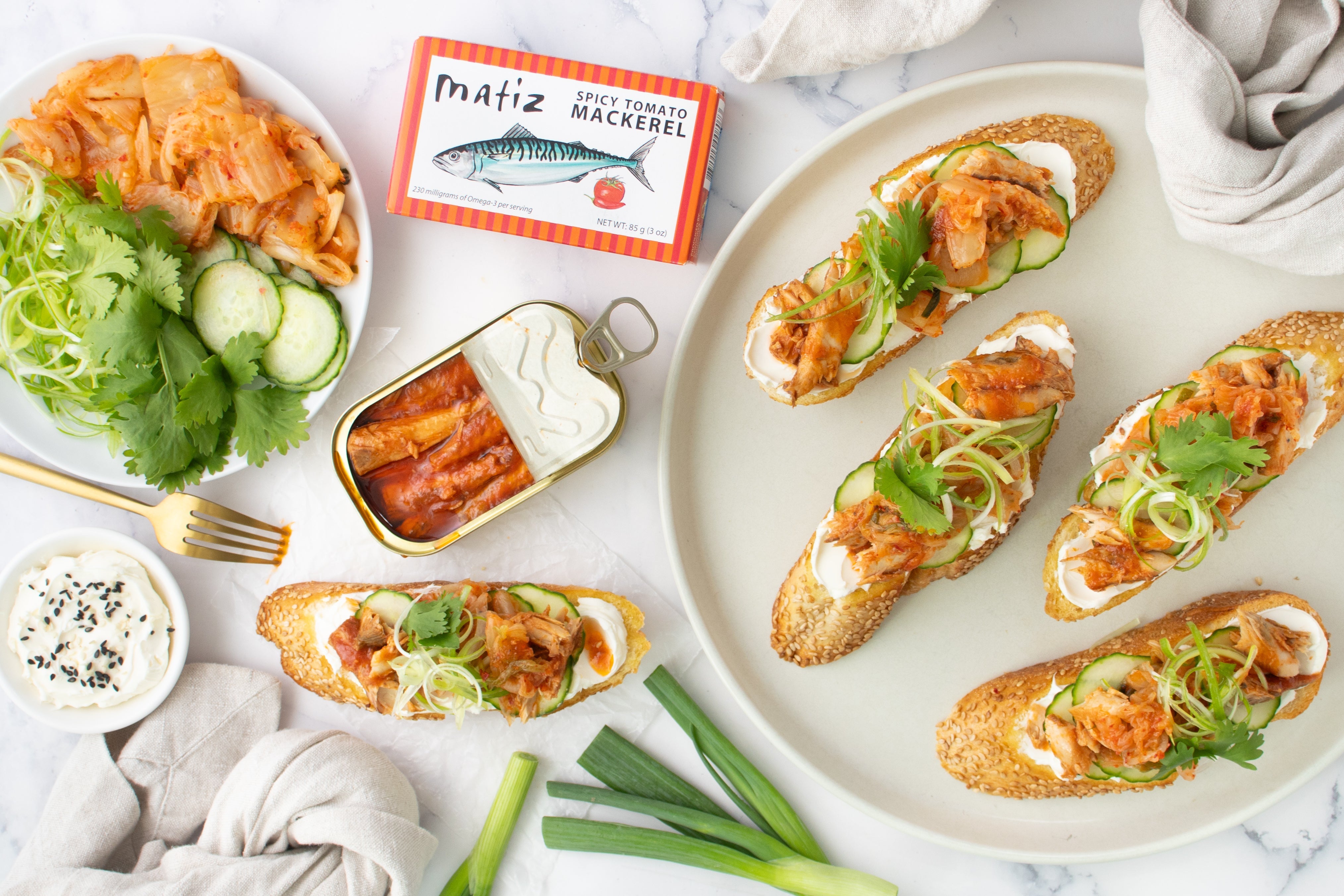 Kimchi & Spicy Mackerel Toasts