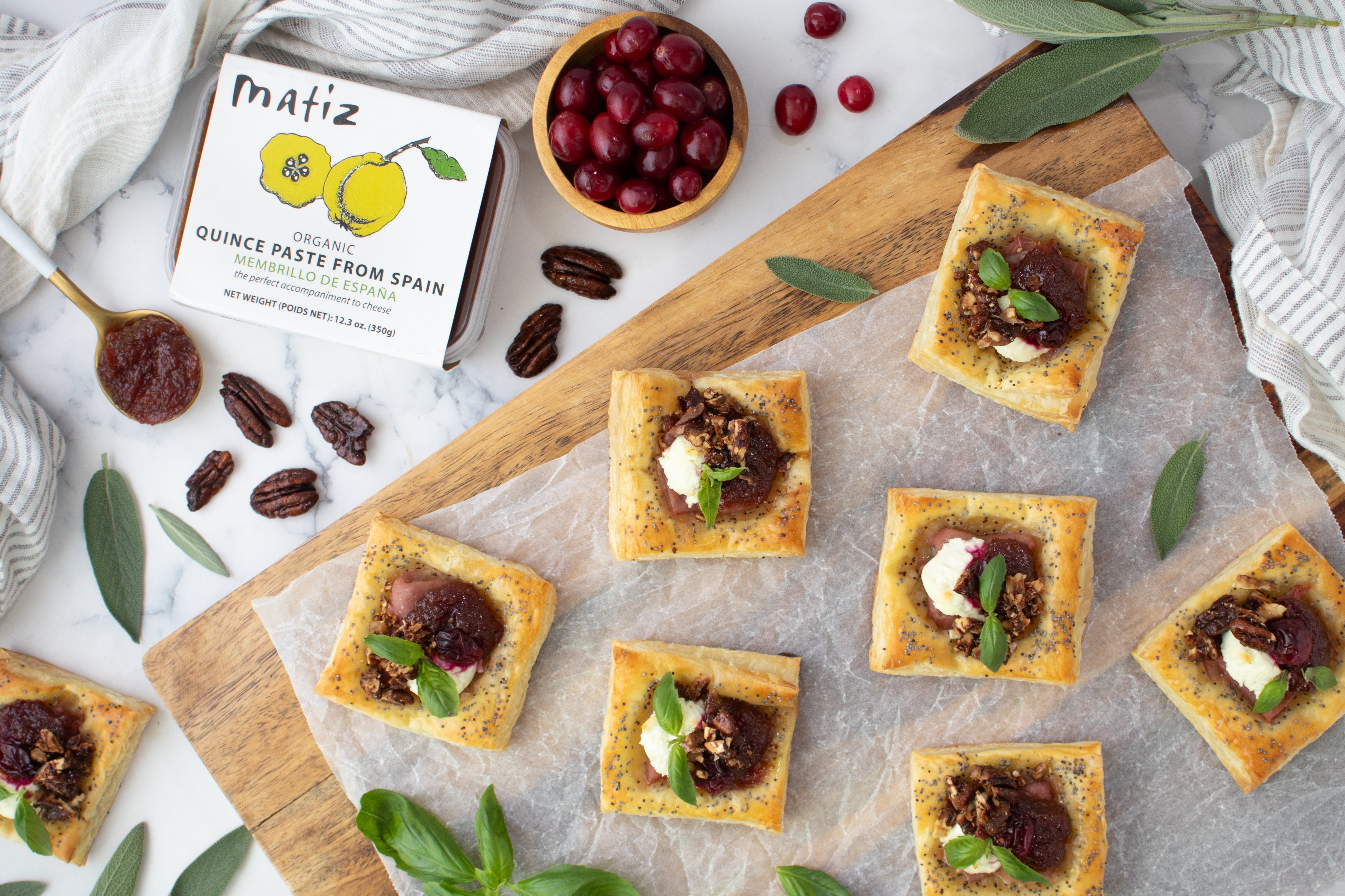 Prosciutto, Membrillo, and Cranberry Tartlets