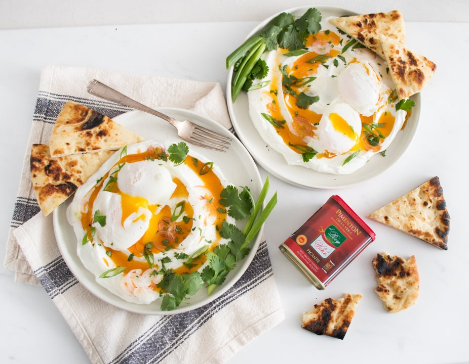 Turkish Eggs with Herbed Yogurt and Chili Olive Oil