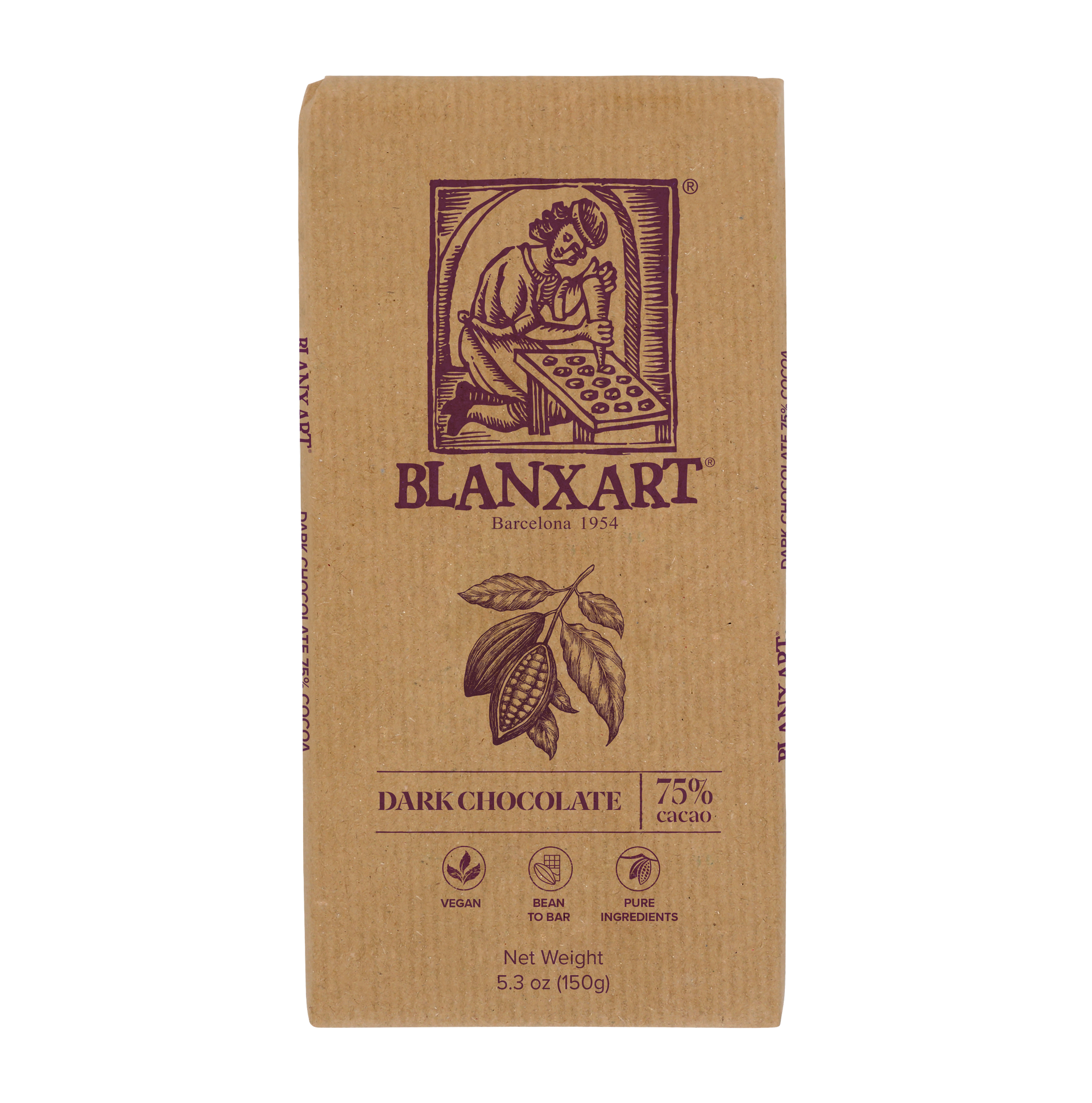 ART728「オーガニック・プラネット(ダークブラウン)」チェコの銅版画 Blanxart 75% Large Dark Chocolate Bar – Culinary Collective